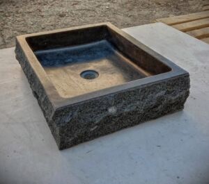 Дизайнерска Мивка за Баня от Индонезийски Черен Мрамор правоъгълна