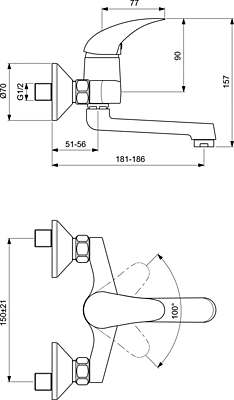 Смесител стенен за умивалник vidima