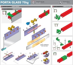 механизъм за плъзгаща врата от стъкло Porta glass 10 mm