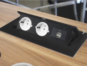 Разклонител за вграждане в кухненски плот с USB Черен