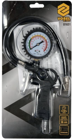 Пистолет за въздух с манометър VOREL 81651, 0 - 6 Bar