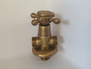 Спирателен кран антик старо злато с два изхода 1/2